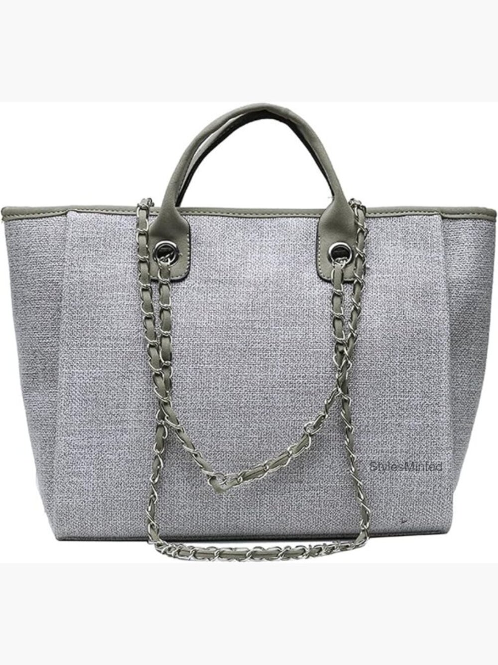 Large Canvas Tote Bag with Zipper Shoulder Strap Work Travel Handbag